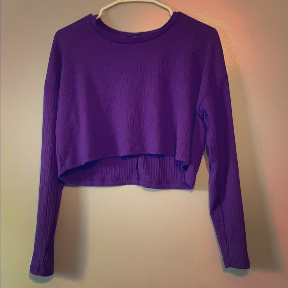 Forever 21 Purple High Low Long Sleeved Shirt